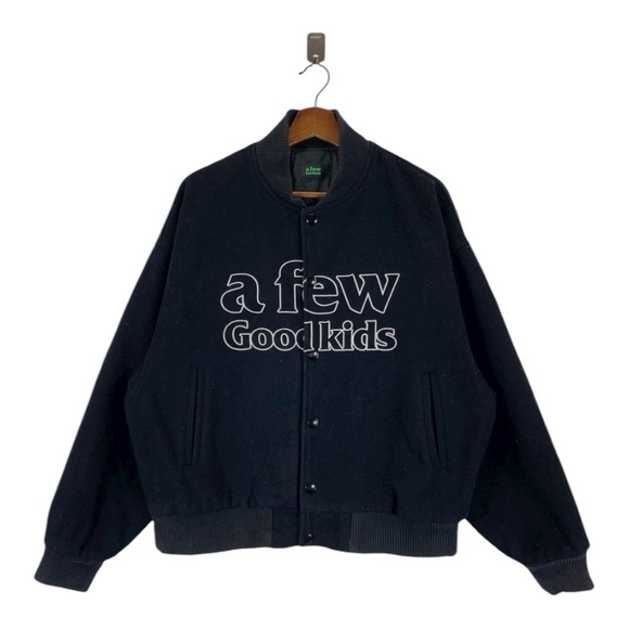 AFGK A FEW GOOD KIDS BLACK PEACE ANGEL COLLAGE VARSITY JACKET - Picture 5 of 14